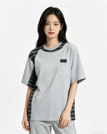 Irregular Color-Block Stripe Short-Sleeve Top