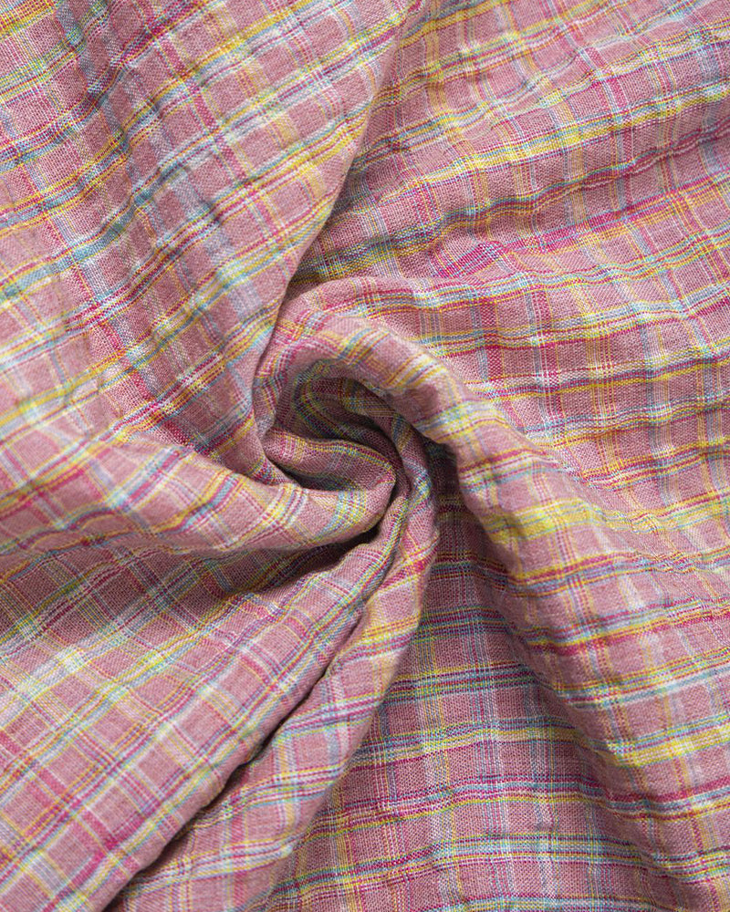 Small floral plaid short-sleeved shirt