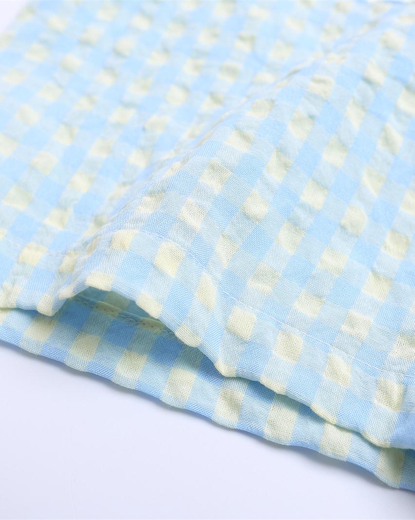 Solid color plaid short sleeve shirt