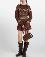 Off-the-shoulder bear sweater (women's)