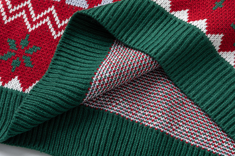 復古情侶聖誕拼色毛衣