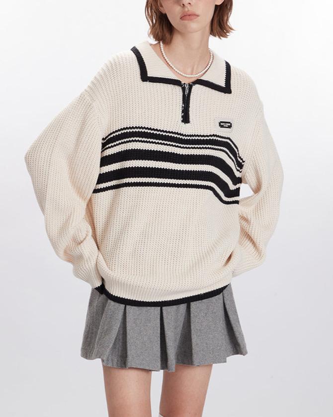 撞色百搭針織衫