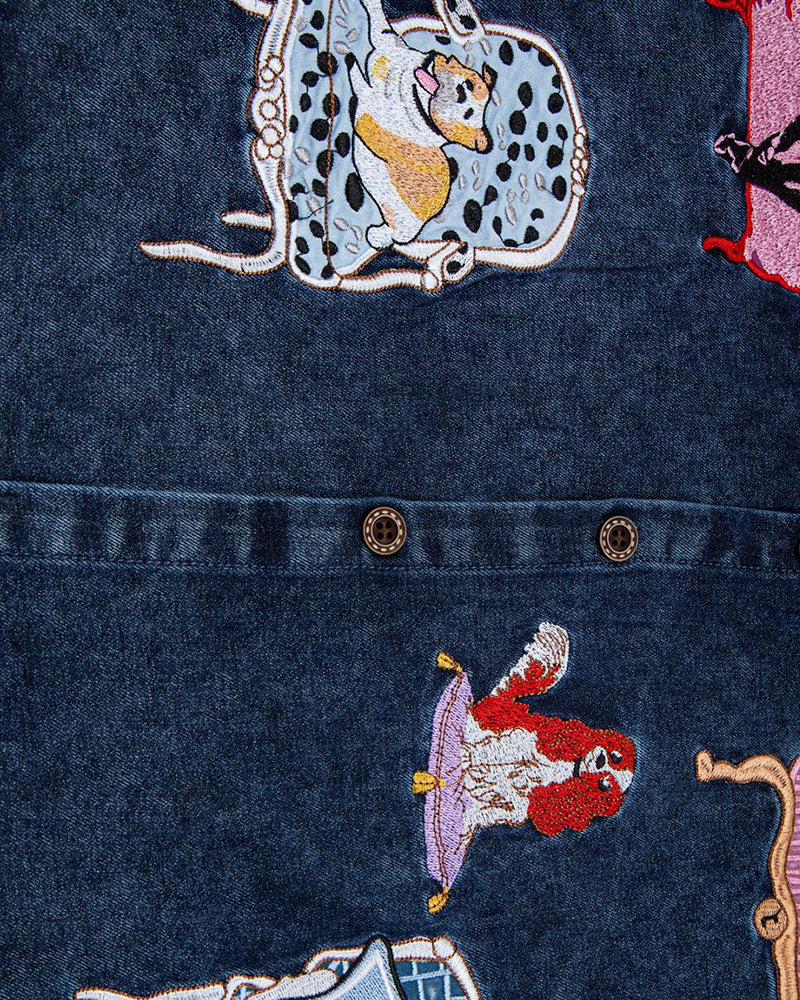 狗狗刺綉牛仔襯衫