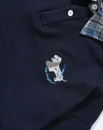Long-sleeved polo shirt with detachable tie