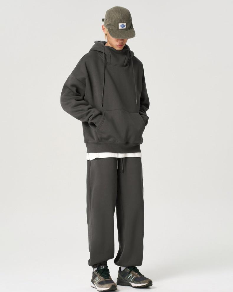 Retro half turtleneck hooded sweatshirt