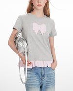 Bowknot patchwork short sleeves (women's)