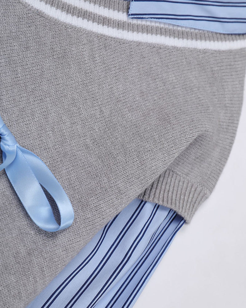 Fake two-piece striped sweater