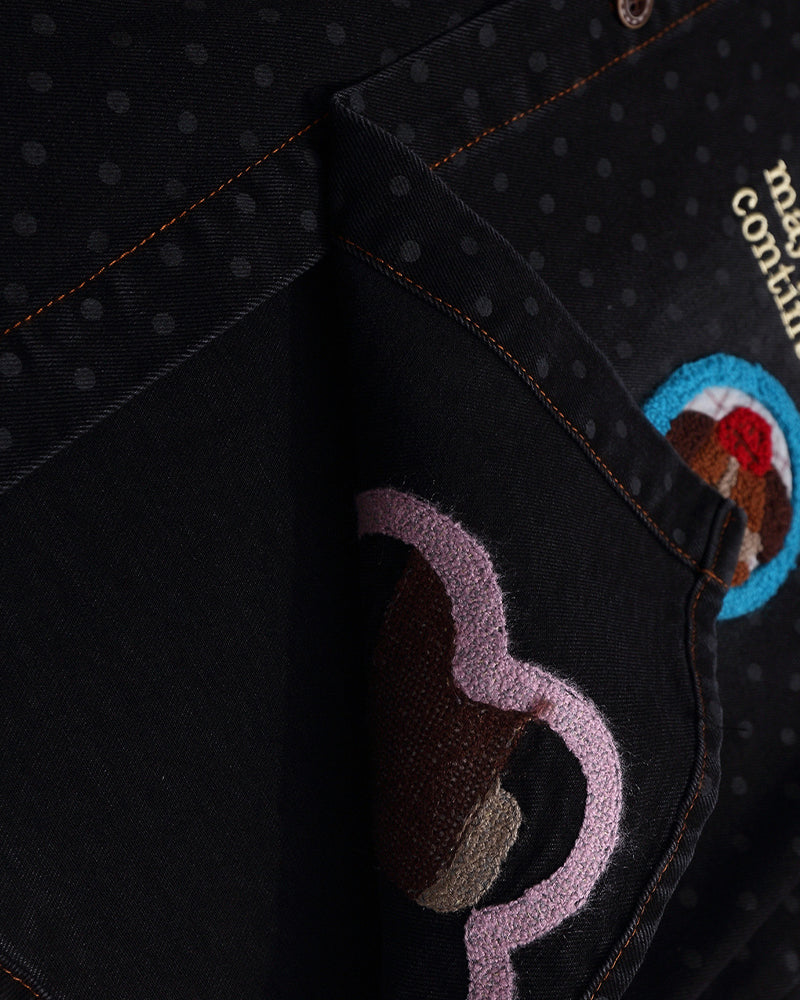 趣味卡通拼接襯衫