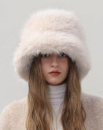 保暖純色毛絨帽