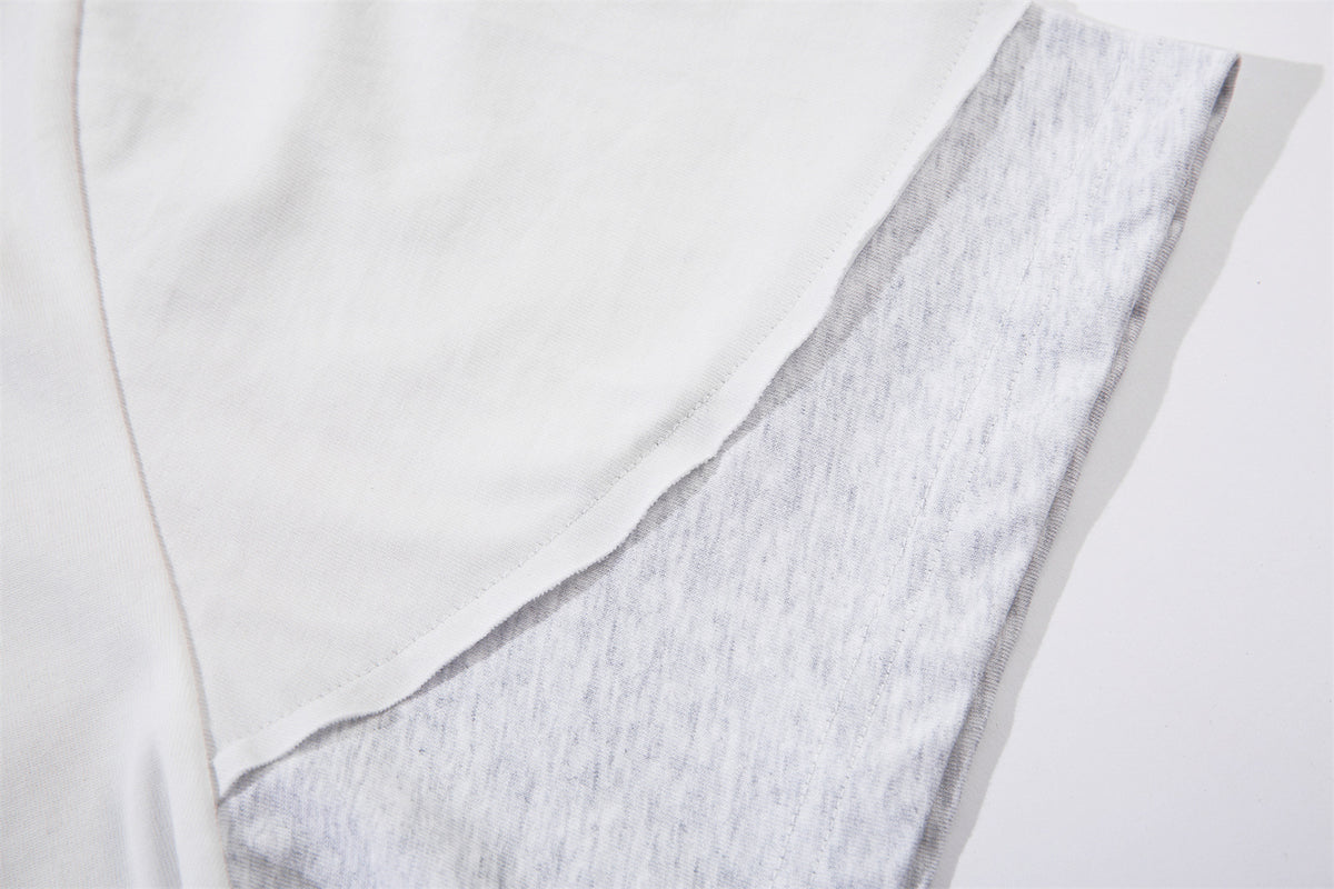 Contrast color stitching couple short sleeves