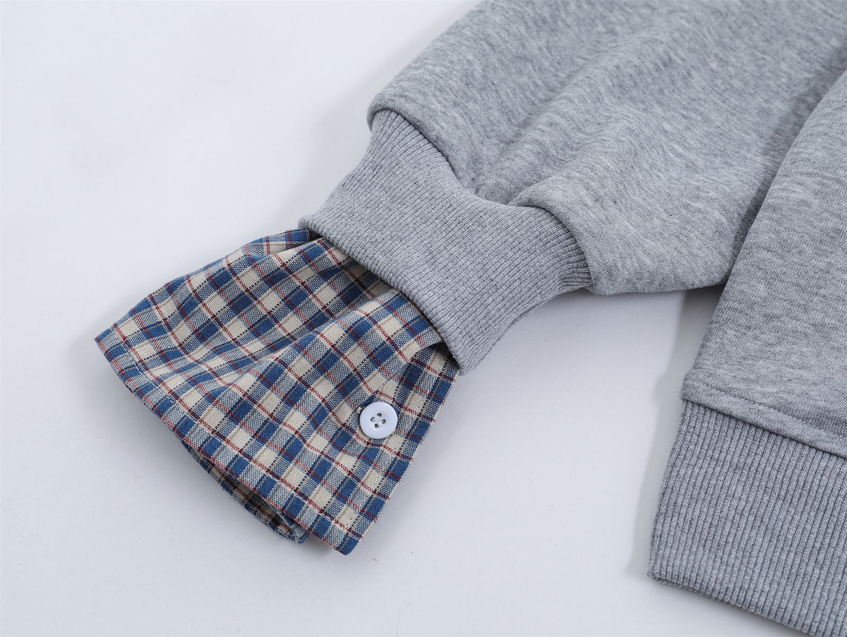 Embroidered fake two piece sweatshirt