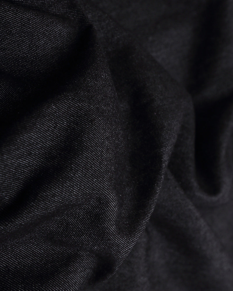 Paneled embroidered denim shirt