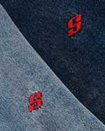 復古撞色牛仔長袖襯衫