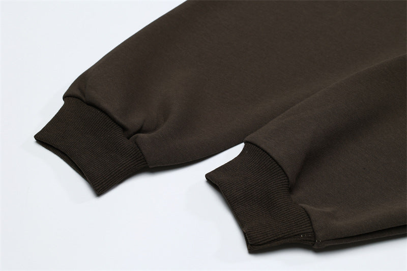 Retro stitching stand collar couple sweatshirt