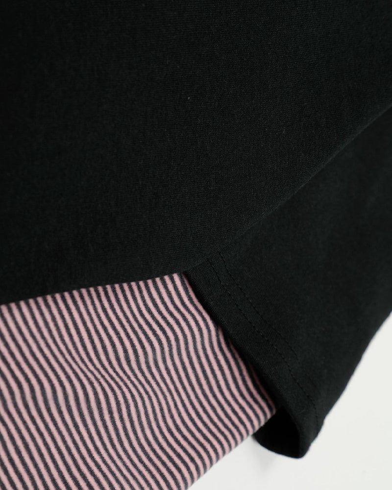 Striped patchwork fake two-piece long sleeves