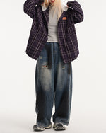 Paneled Check Hooded Shirt