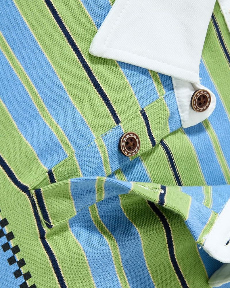 Color-blocked faux two-piece long-sleeved top