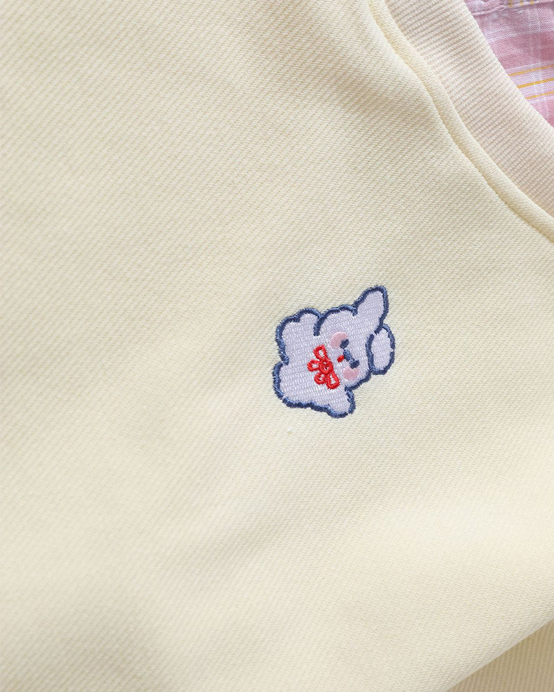 Fake two-piece plaid sweatshirt