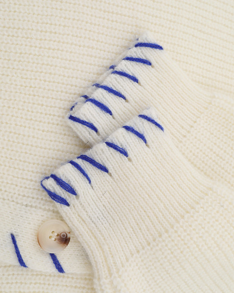 Simple contrast color sweater jacket