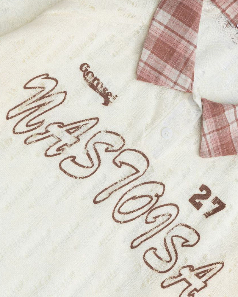 paneled plaid knitted sweater