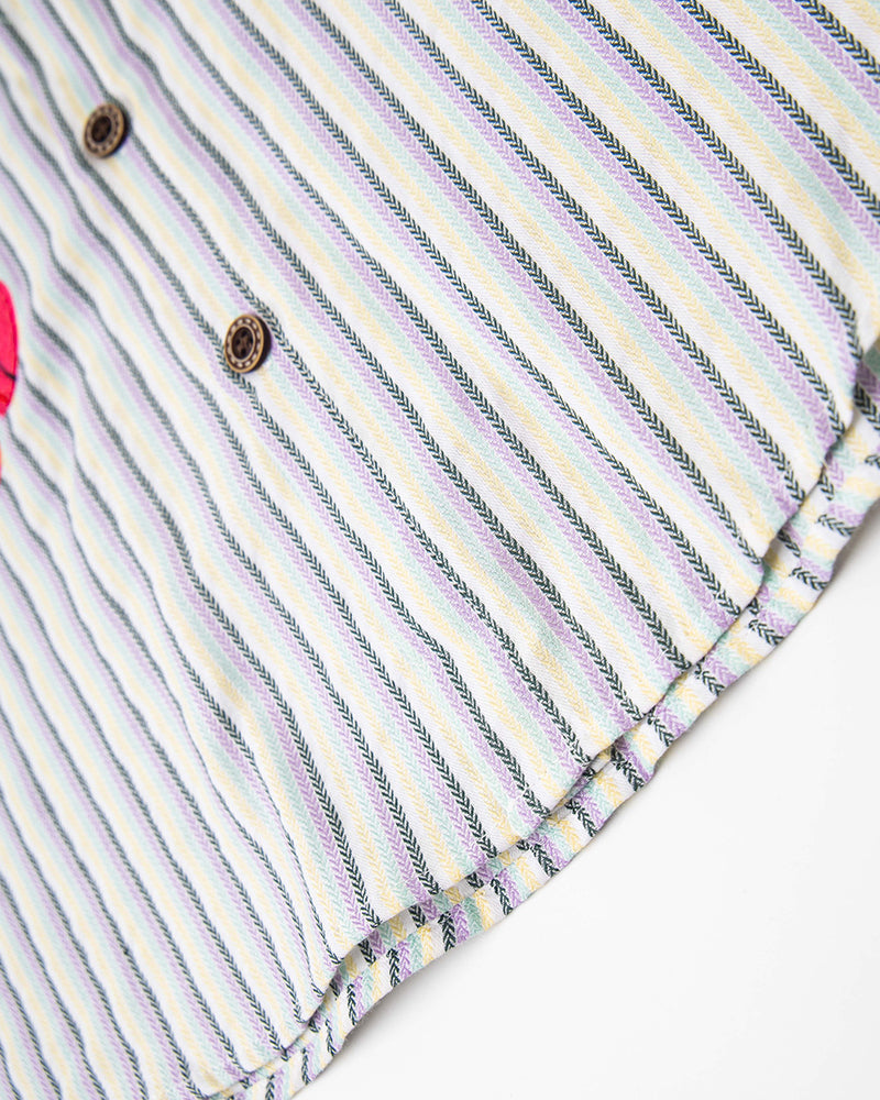 休閑條紋長袖襯衫