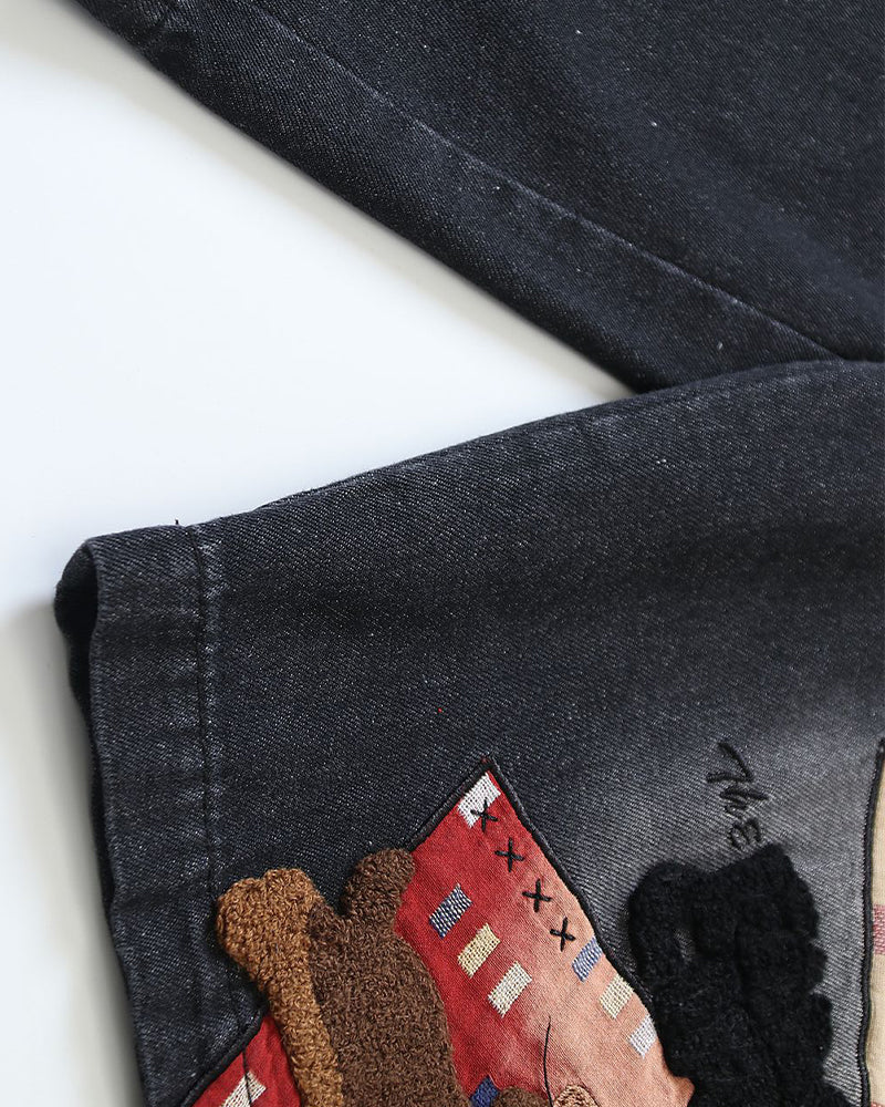 Embroidered Puppy Shorts