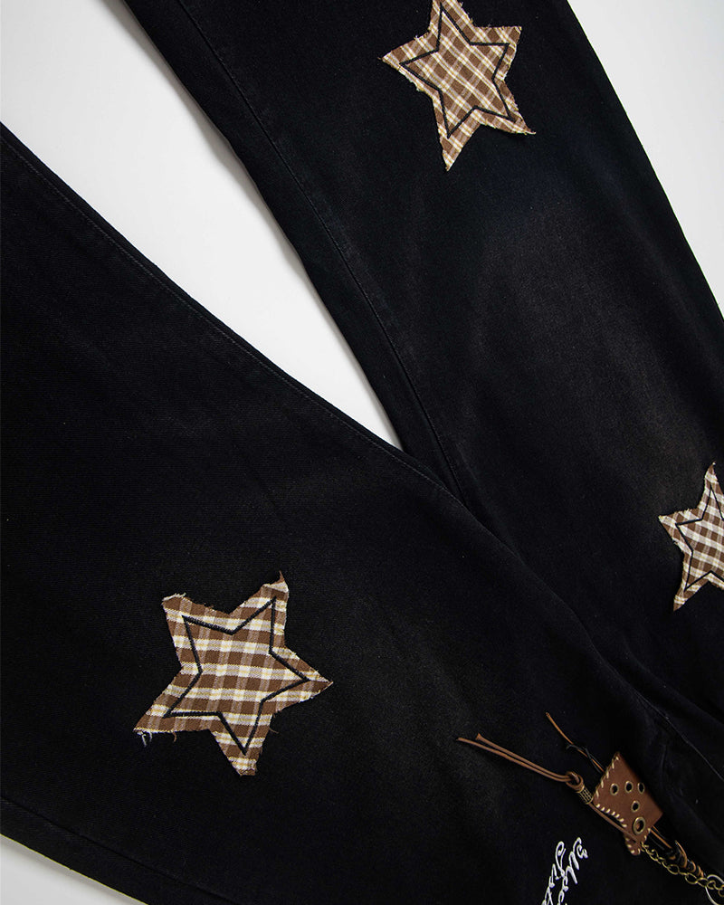 Star patch casual jeans