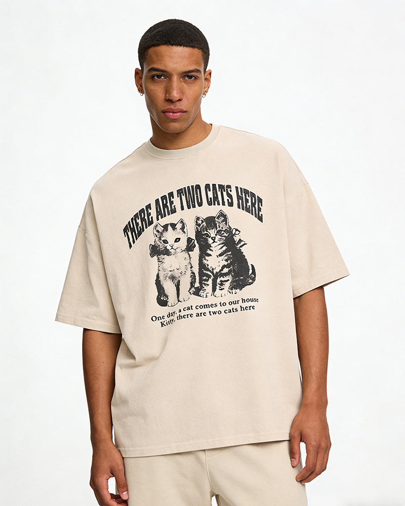 美式卡通小貓咪短袖