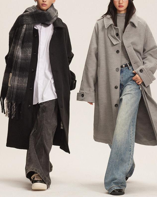 休閑寬鬆風衣外套