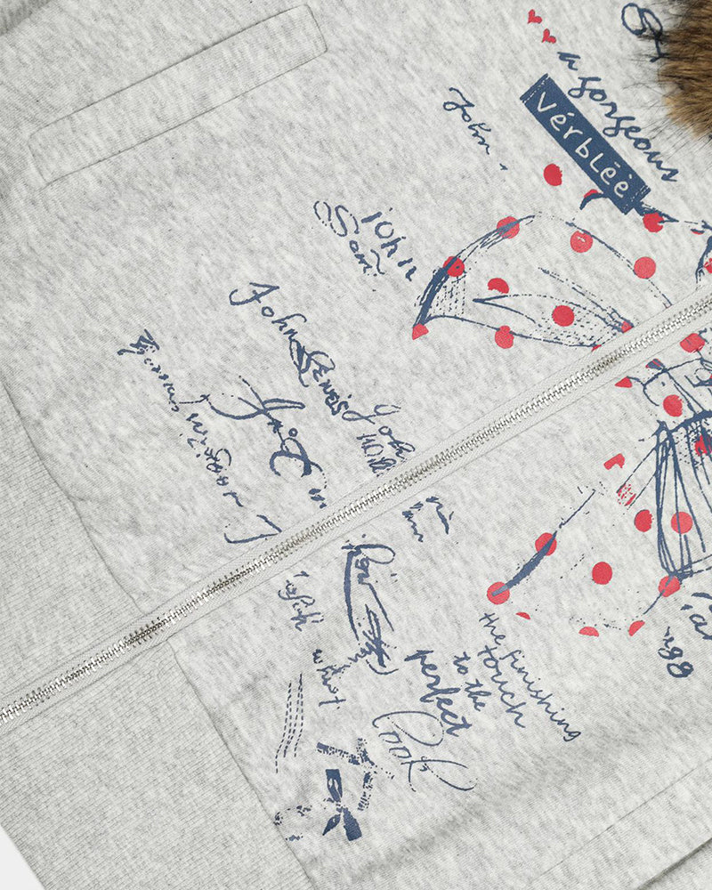 Retro hooded sweatshirt jacket