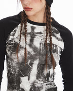 Women's Retro Print Raglan Sleeve Top