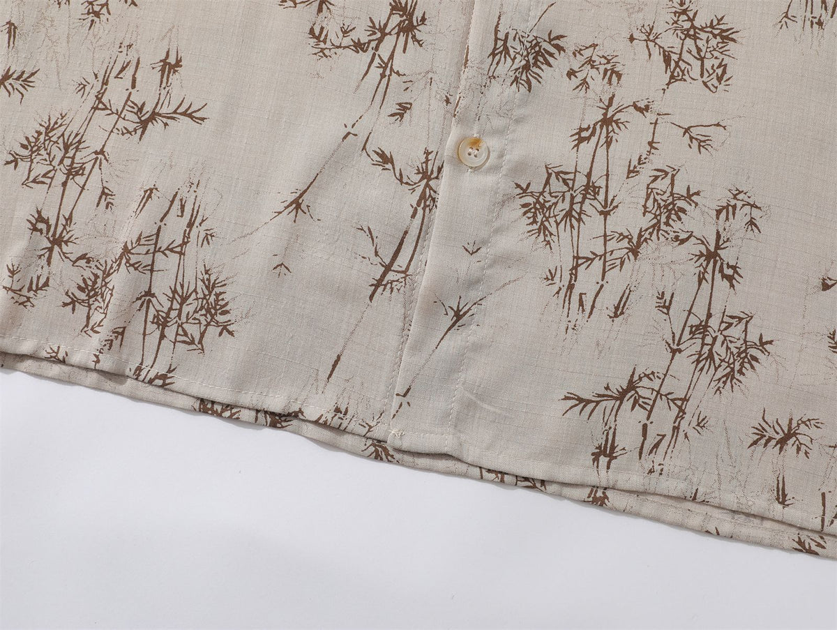 빈티지 플로럴 타이 반팔 셔츠