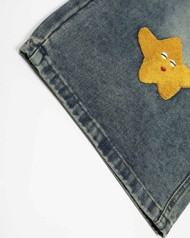 趣味刺綉牛仔褲