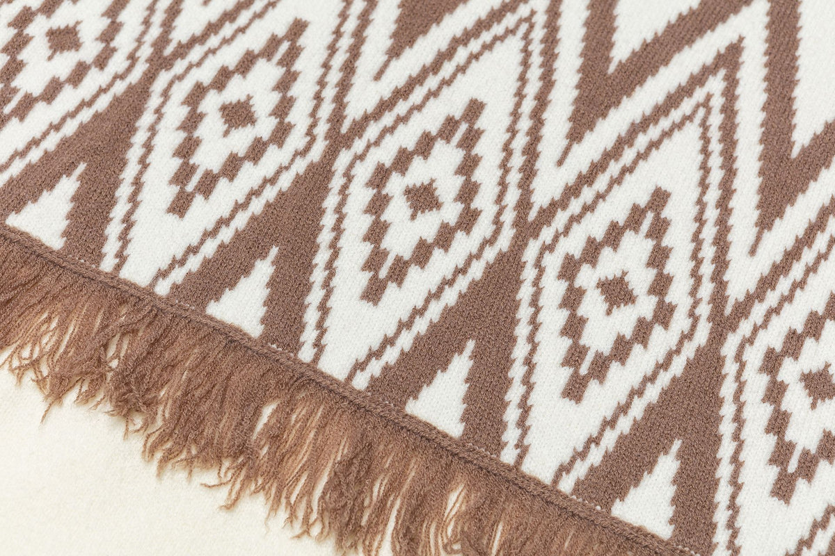 復古流蘇撞色圓領毛衣