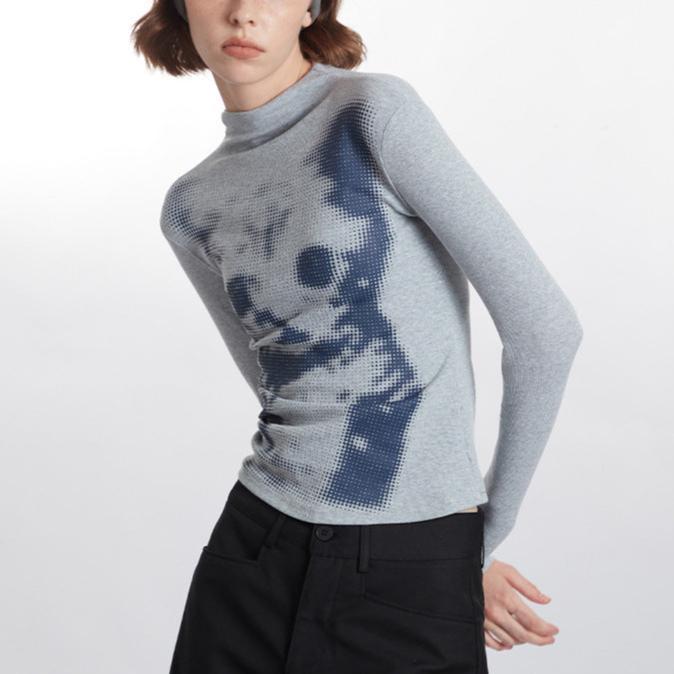 Retro cat print top (women's style)
