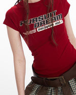 Lettering print crew neck short sleeves