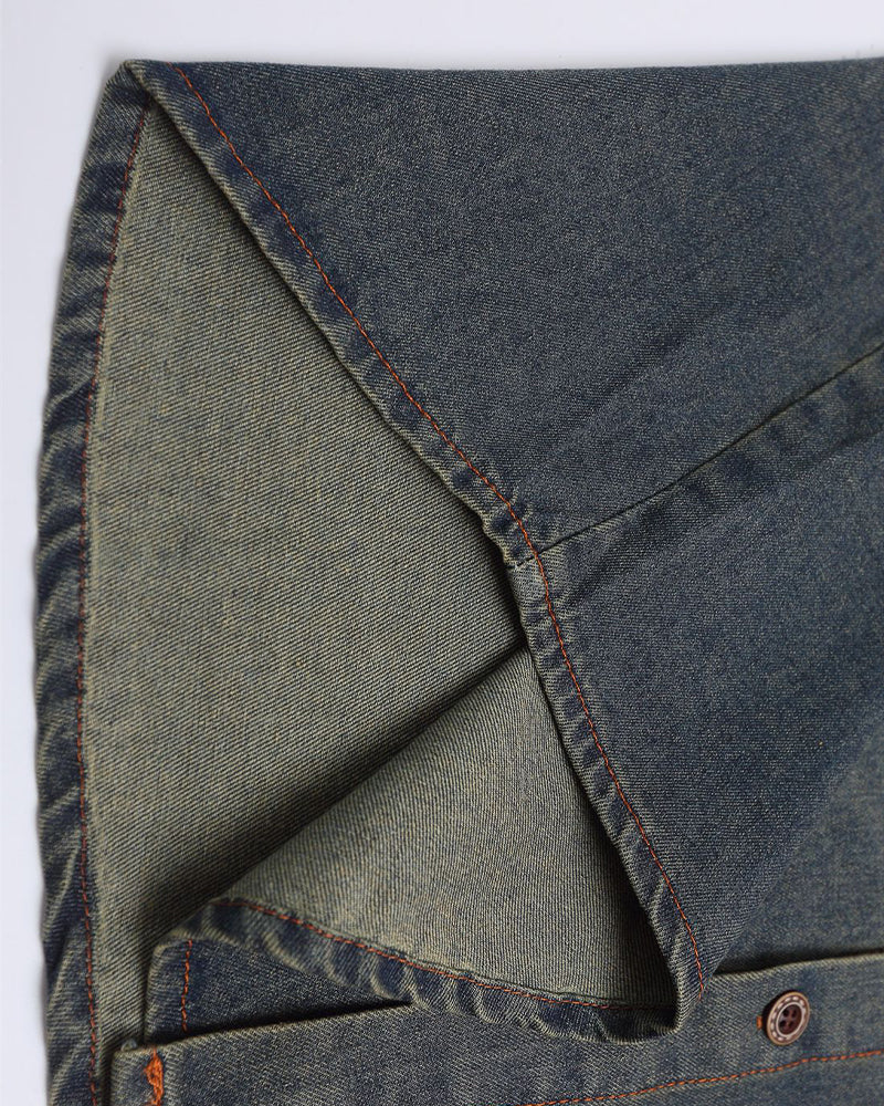 Washed panel denim shirt