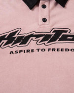 Contrast color letter lapel short sleeves