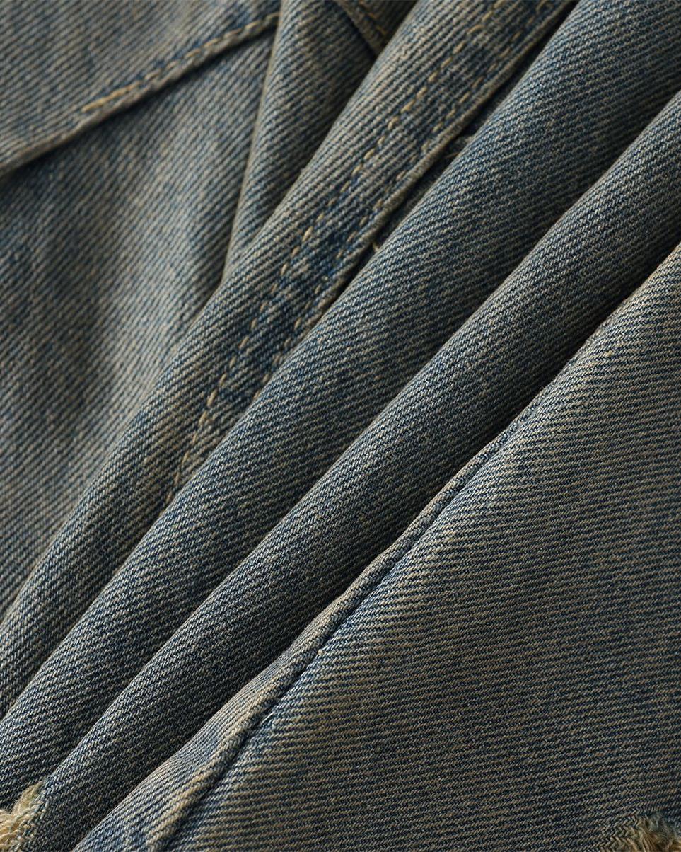 水洗做舊破洞牛仔褲