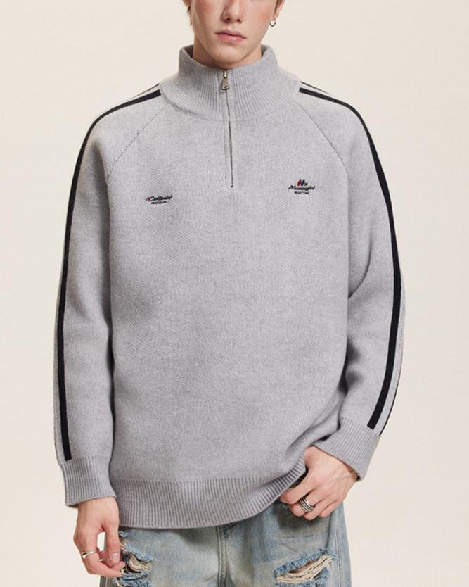 復古運動風立領毛衣