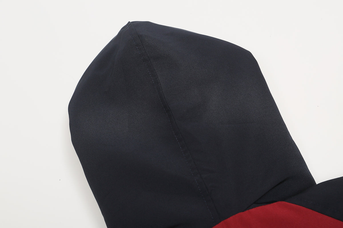retro color block hooded jacket