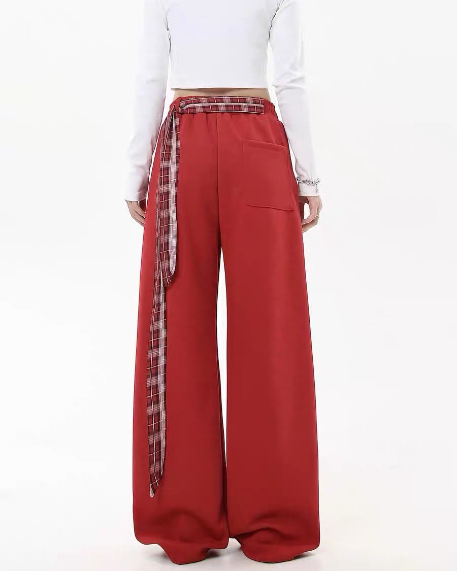 Vintage long belted casual trousers