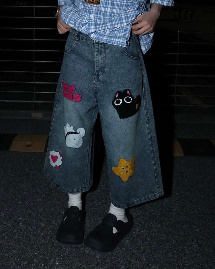 趣味刺綉牛仔褲