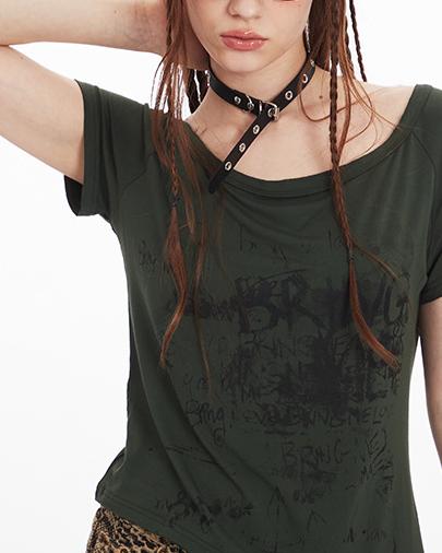 레트로 프린트 반소매