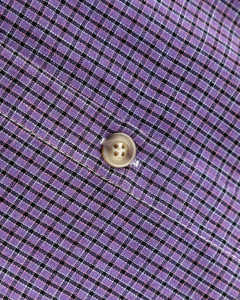 復古格子短袖襯衫