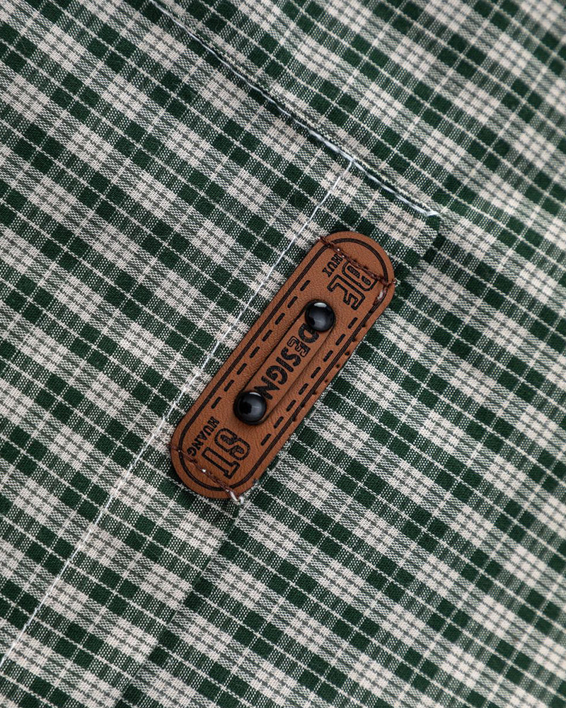 簡約格紋短袖襯衫