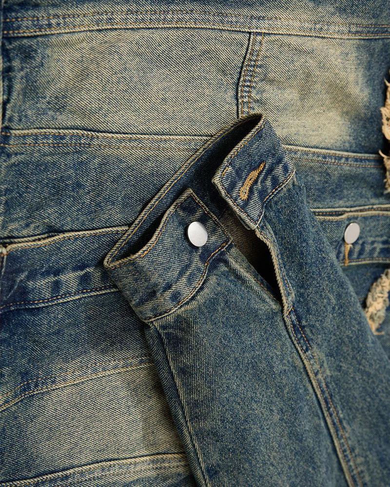 Washed Embroidered Casual Jacket