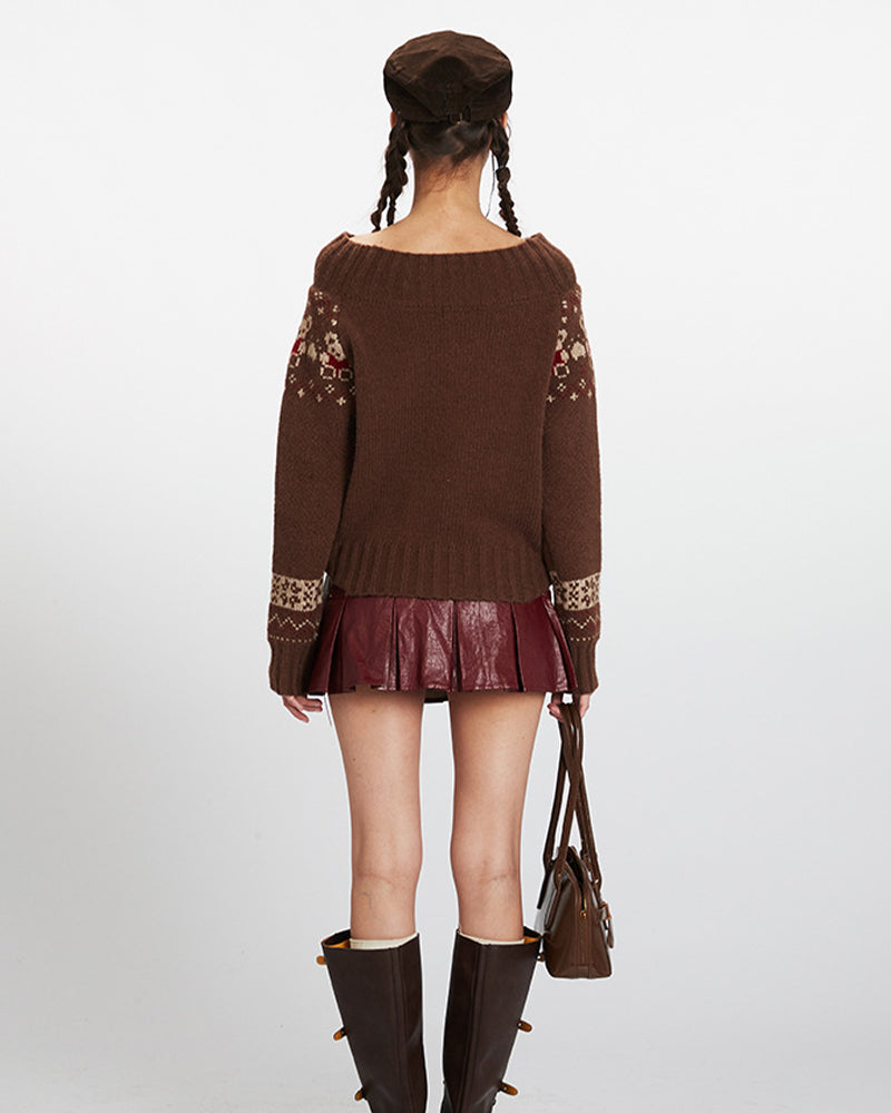Off-the-shoulder bear sweater (women's)