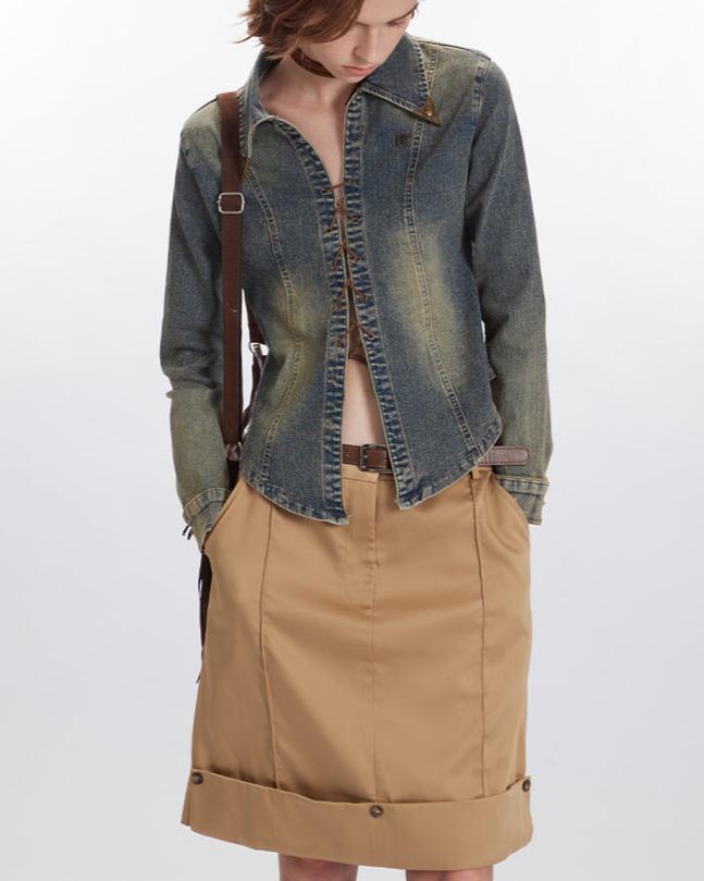Retro denim casual shirt (women's style)