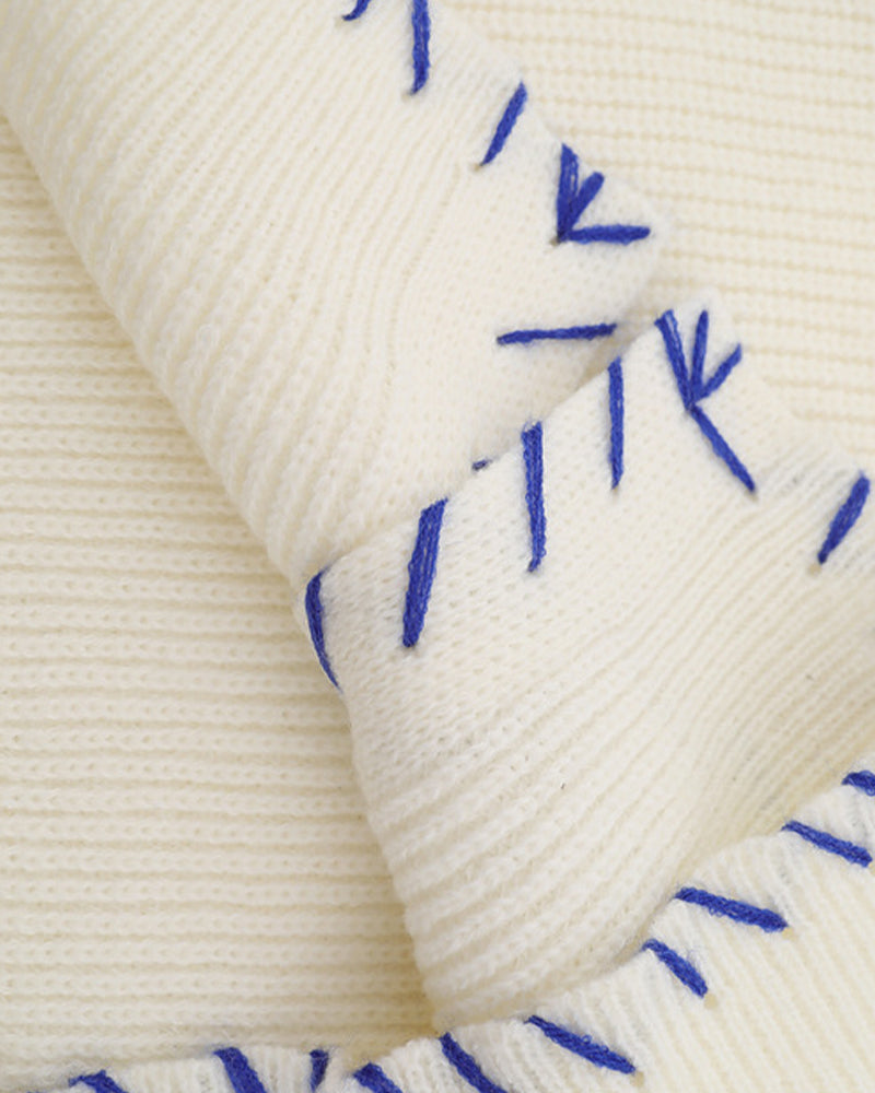 Simple contrast color sweater jacket